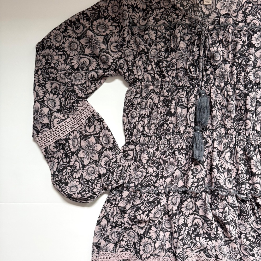 Boho flowy top, long sleeve, with lace detail, size xs - Picture 8 of 9